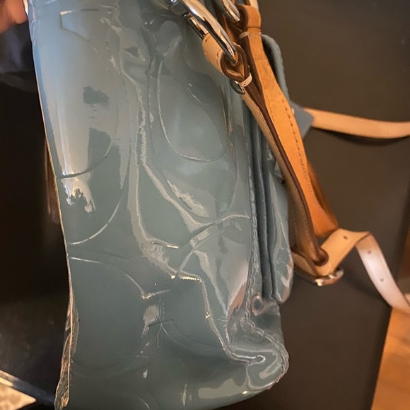 Blue Coach Embossed Signature Patent Leather Bag - Picture 9 of 16